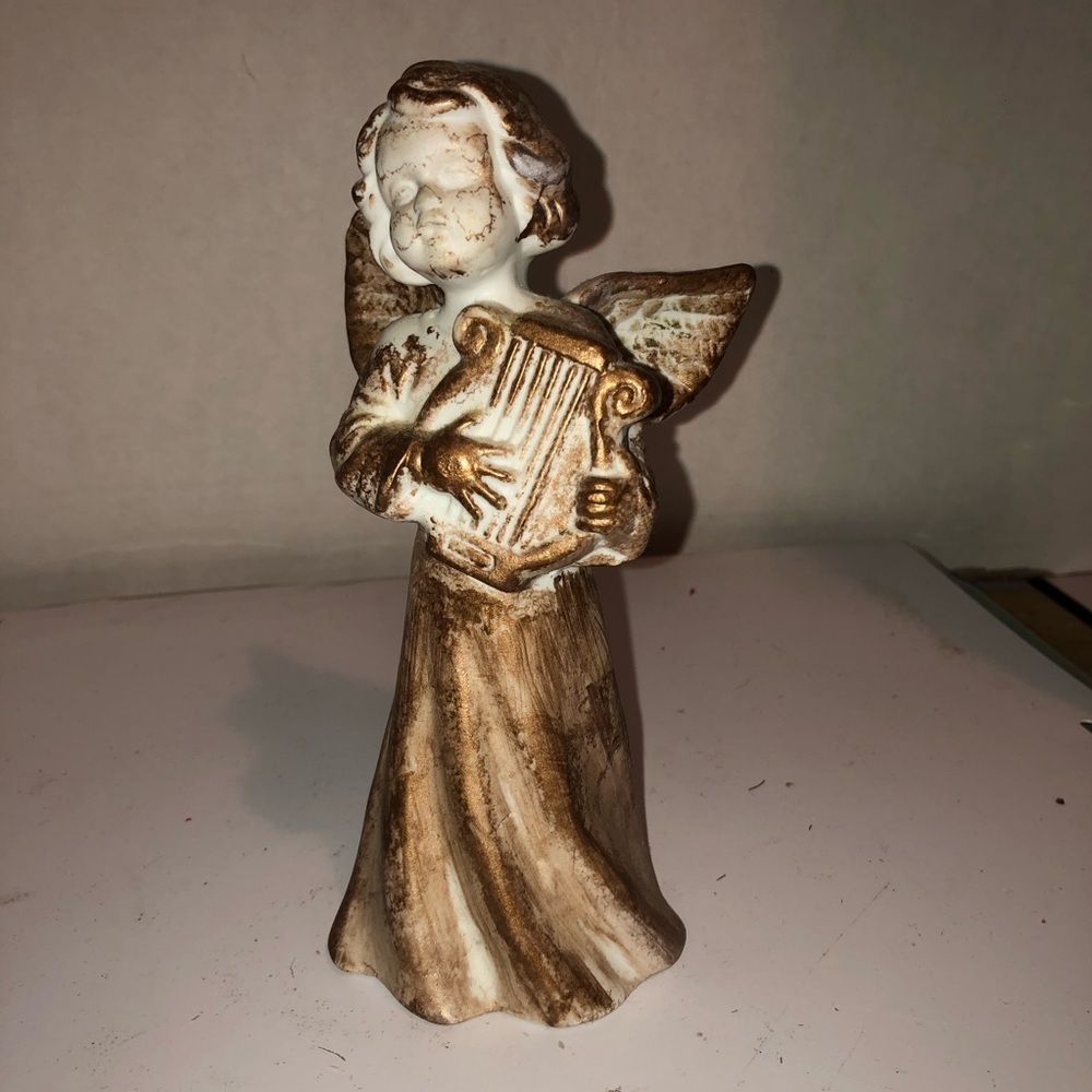 Vintage Elegant Brown and Cream Angel Figurine. Perfect for Christmas- preloved